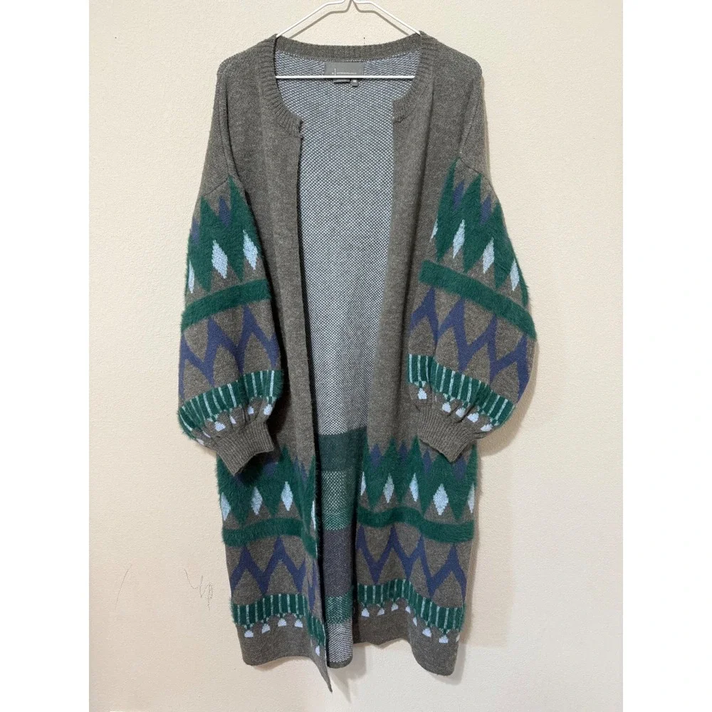Anthropologie Kai Embroidered Duster Cardigan Sweater One Size Boho Western - Picture 2 of 7